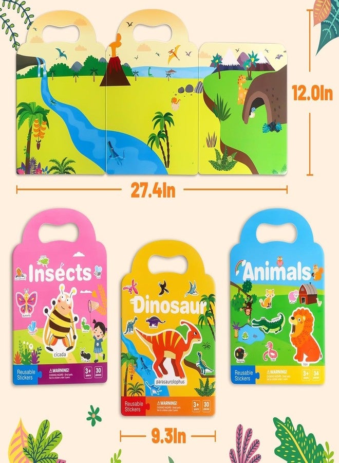 KolorFish Jelly Reusable Fun Sticker Books for Kids Toddlers 1-6 Years, Cute Waterproof Stickers Activity Books for Travel Toys (Dinosaur + Animals + Vehicles) Pack of 3 - Image 2